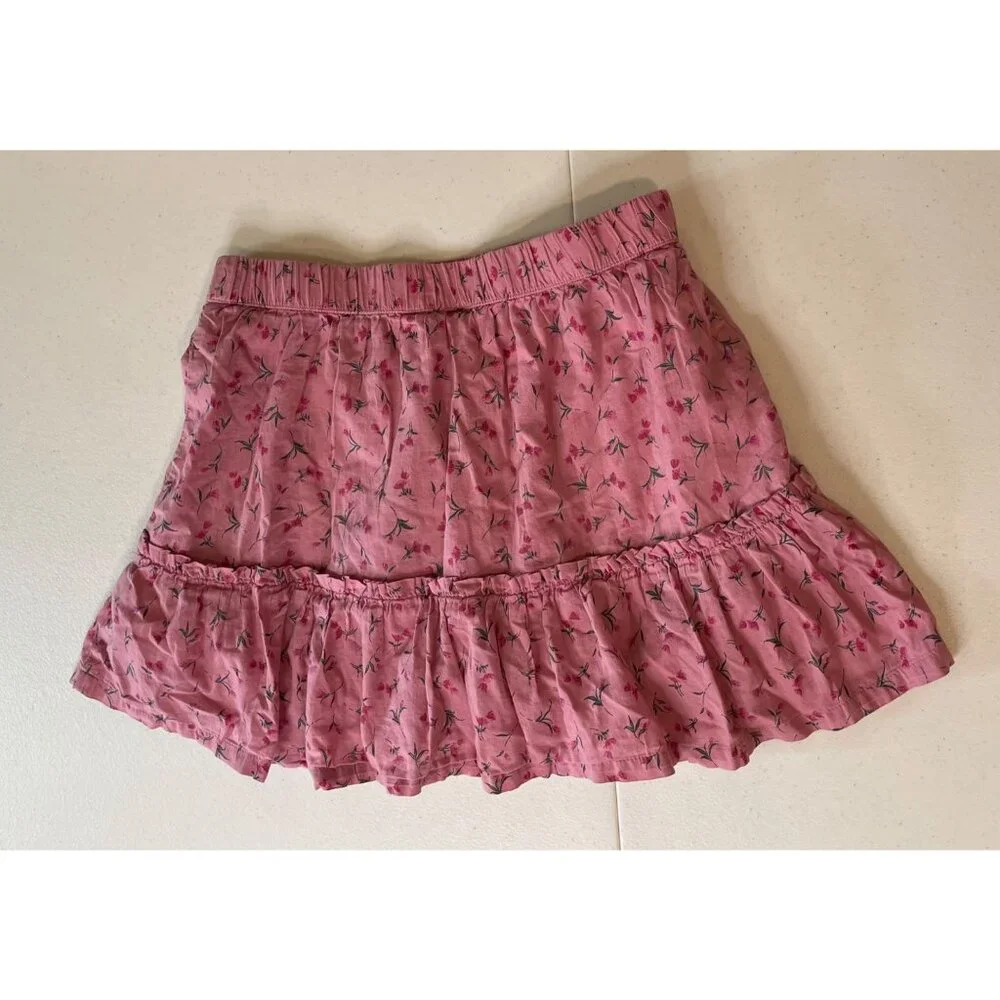 GAP Kids Girls Pink Floral Skort Size XL Tiered Ruffles Lightweight‎ Cottagecore